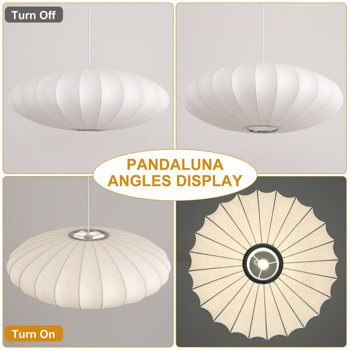 Inspired Nelson Style 3-Light Lantern Pendant Light 19.7in, Imitation Silk Bubble Lamp