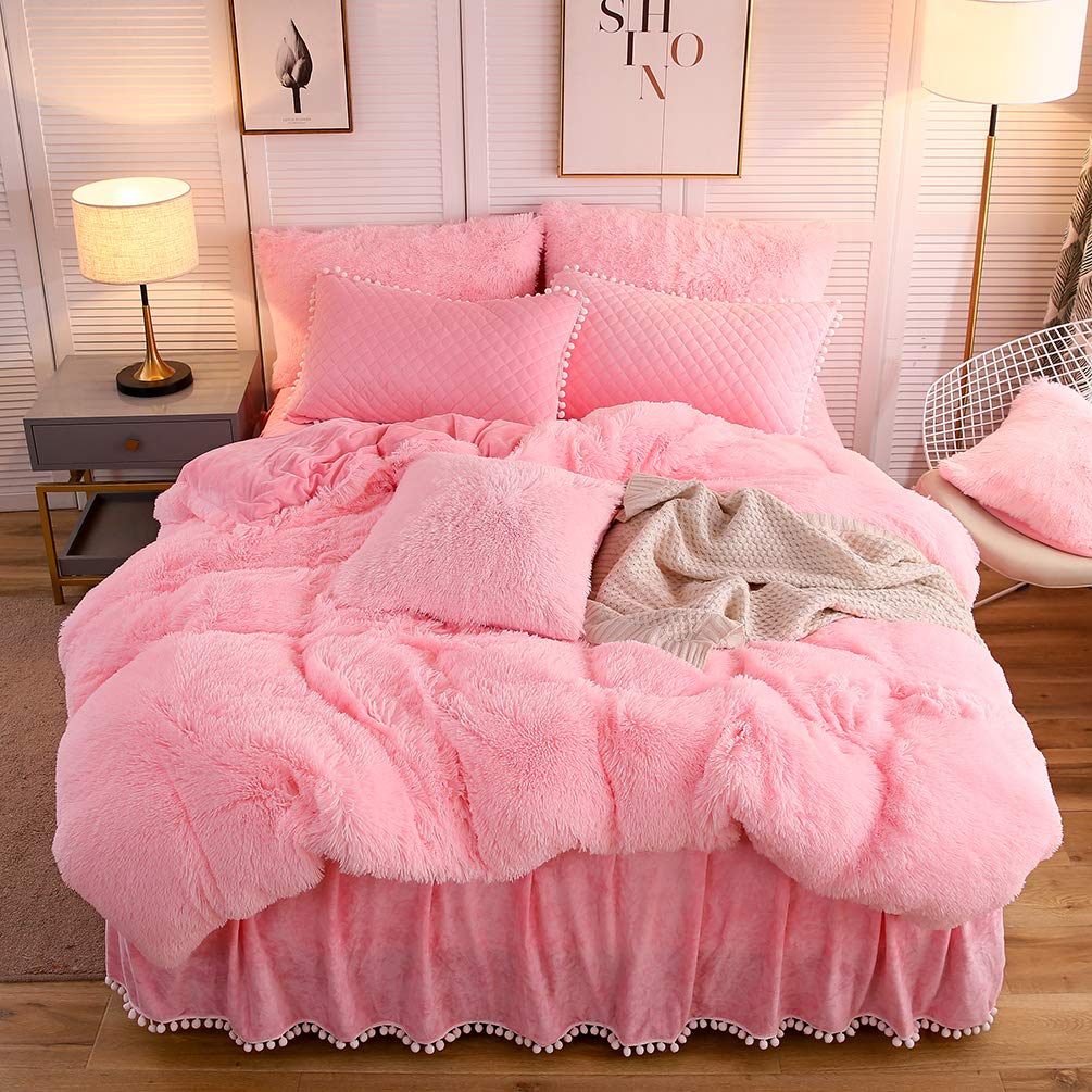 Luxury Plush Shaggy Duvet Cover Set, Ultra Soft Velvet Fluffy Furry Duvet Cover Set(1 Faux Fur Fuzzy Comforter Cover