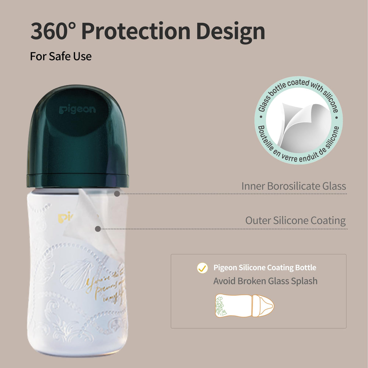 Silicone Coating Glass Baby Bottle Newborn Feeding Gift Set