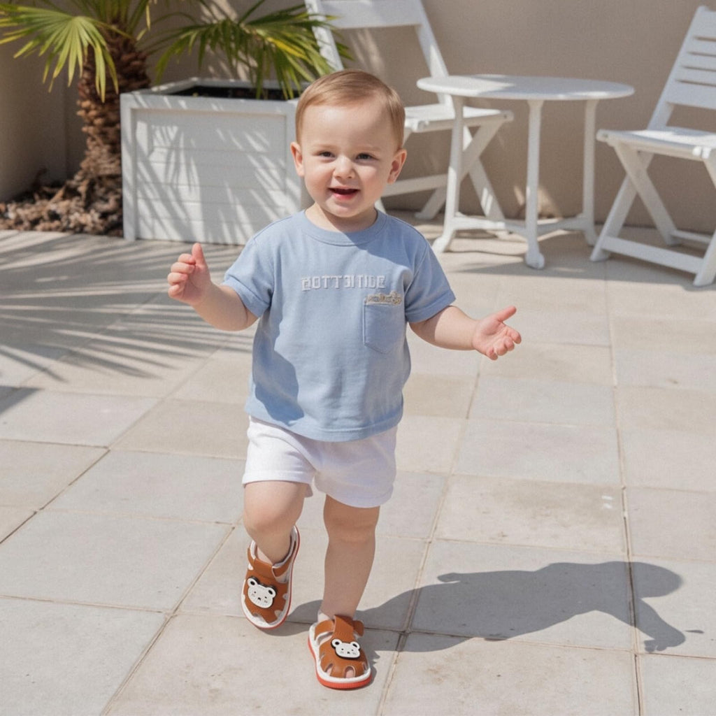 Baby Boys Girls Summer Sandals Cute Bear Pattern Squeaky Shoes Non-Slip Newborn First Walking Shoes