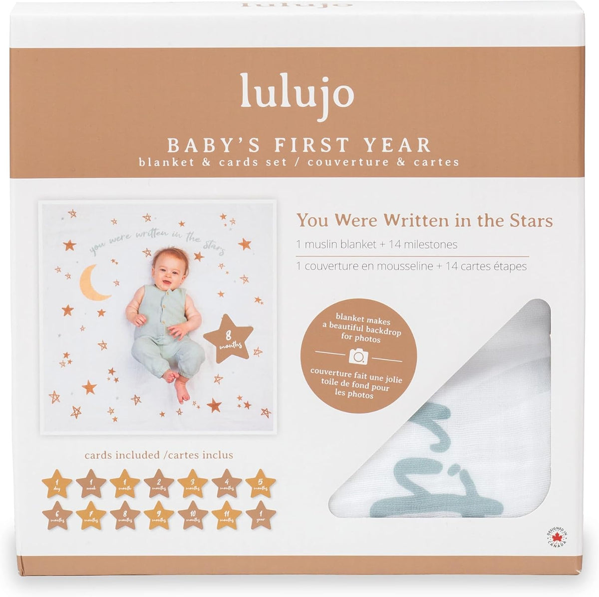 Baby's First Year Milestone Blanket and Card Set | 40in x 40in (Written in the Stars)