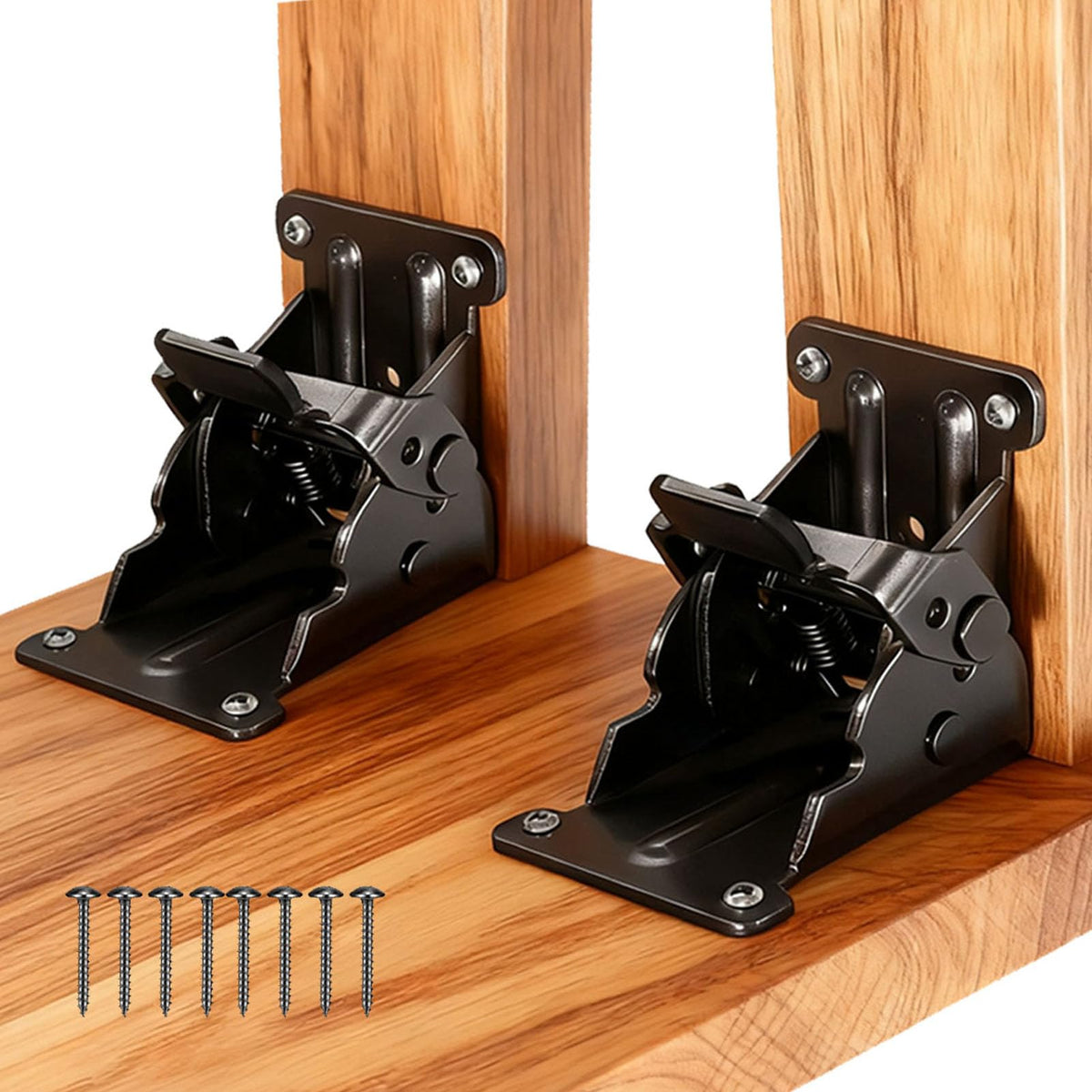 Folding Brackets, 0-180 Degrees Self-Lock Hinge with Screws Black