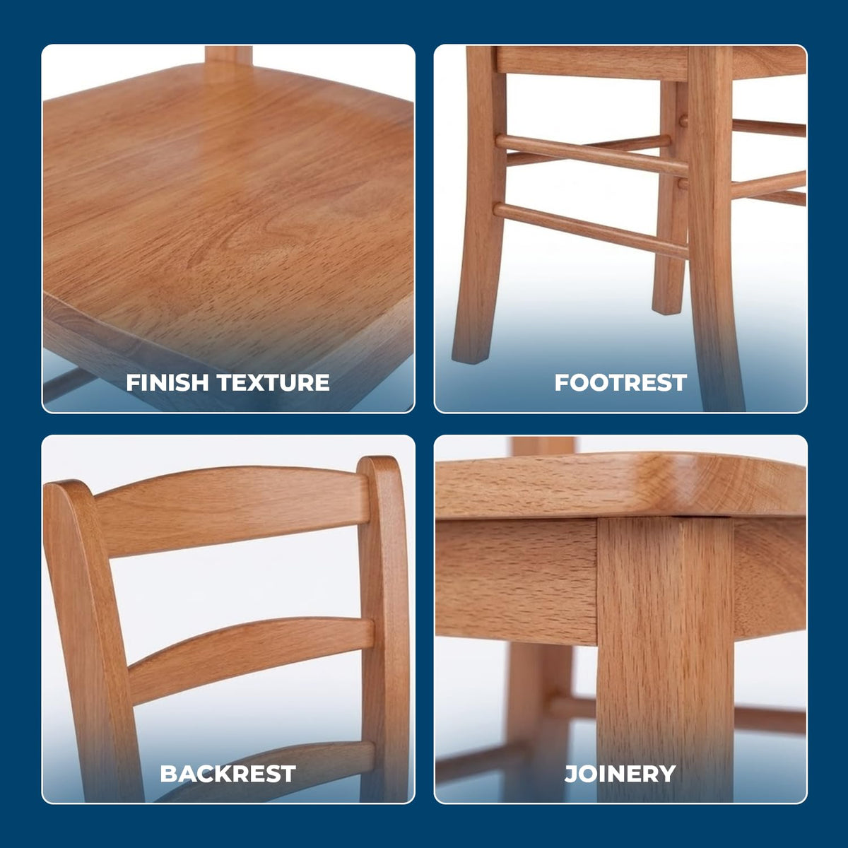 Benjamin Ladder Back Chair Set of 2, Light Oak