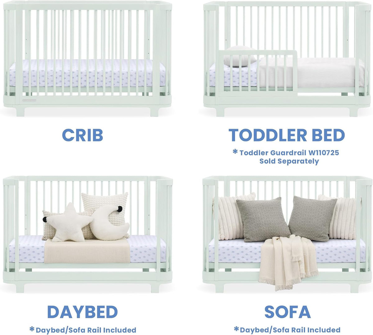 Nest 4-in-1 Convertible Crib, Light Sage