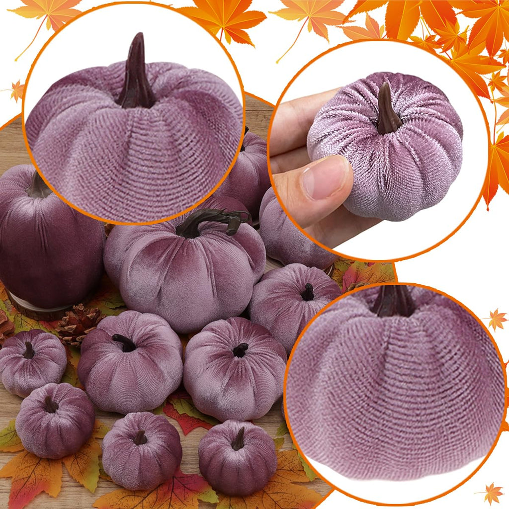 16Pcs Thanksgiving Artificial Velvet Pumpkins Foam Pumpkin Decor
