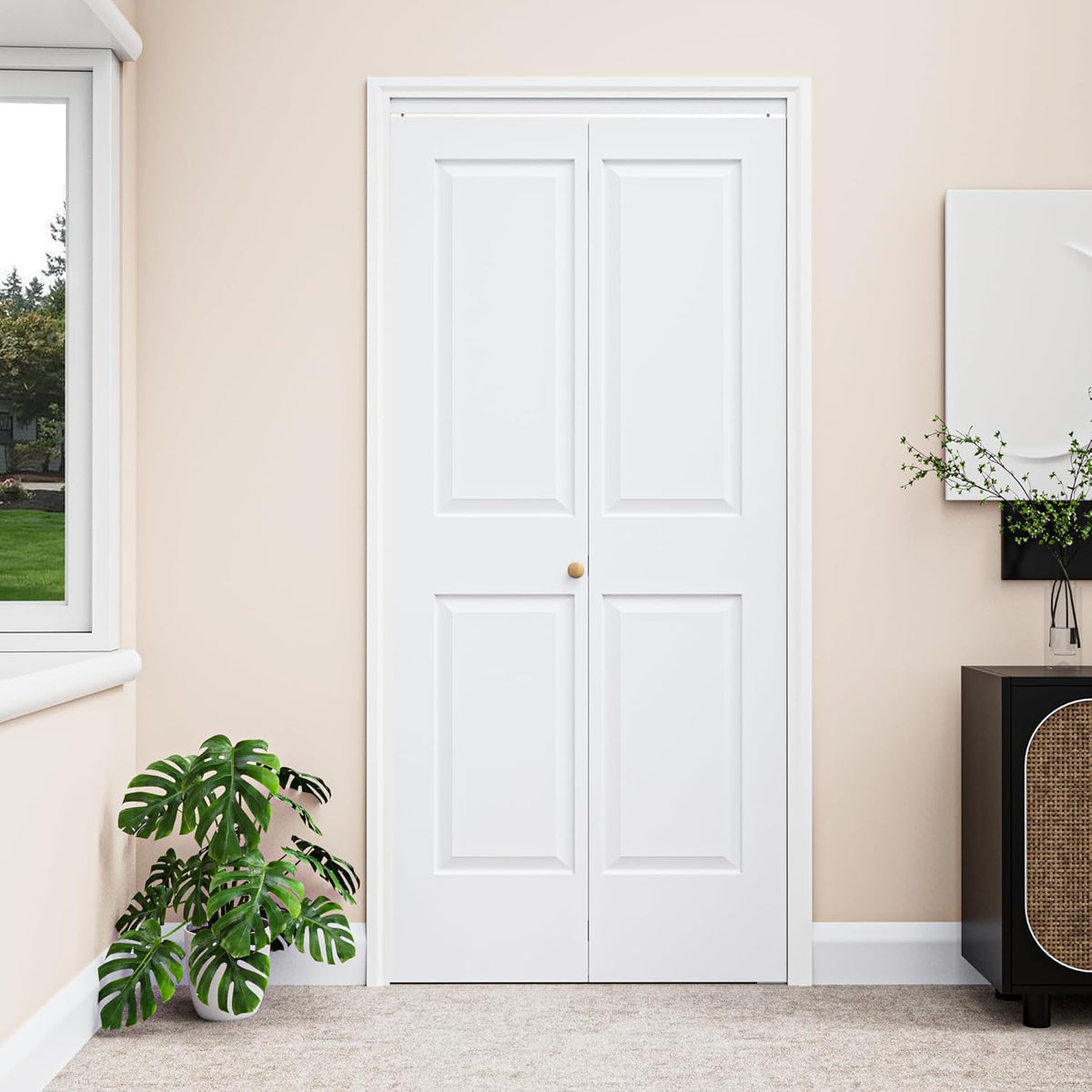 Bifold Doors for 36"x80" Opening, 4-Panel Bifold Closet Door with Hardware Kit, Interior Doors Folding Barn Panels for