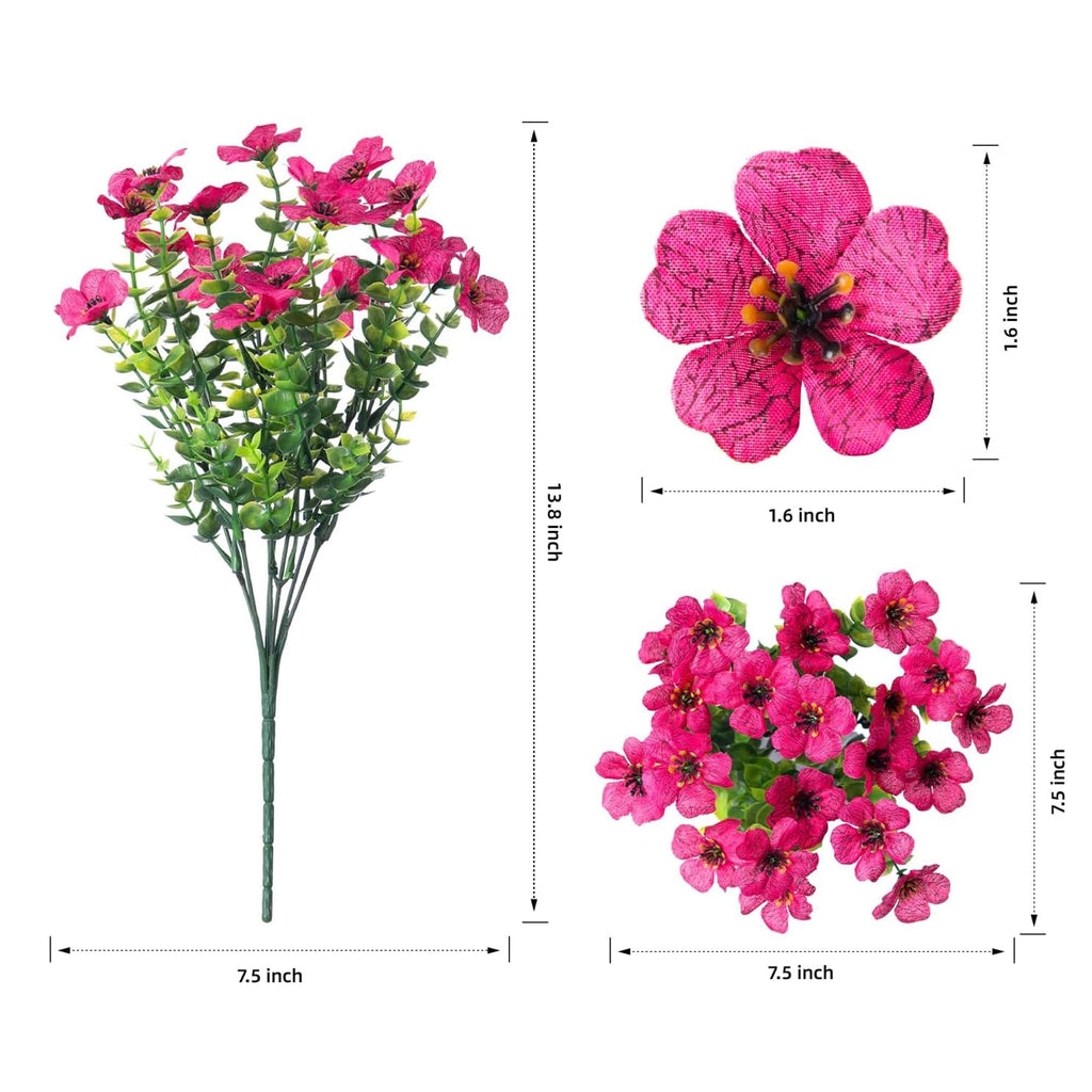 Artificial Flowers for Outdoor Indoor Garden Home Decoration, Faux Flower Daisy with Eucalyptus Leaves Fake Plants