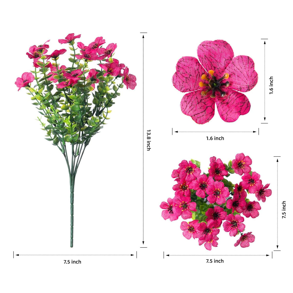 Artificial Flowers for Outdoor Indoor Garden Home Decoration, Faux Flower Daisy with Eucalyptus Leaves Fake Plants