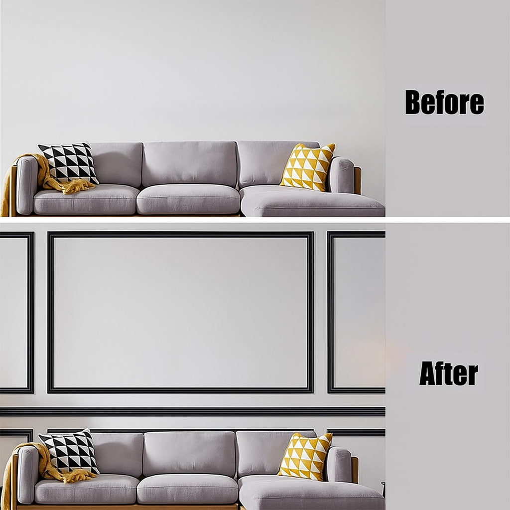 20FT×0.9'' Peel and Stick Wall Molding Trim, TPE Rubber Flexible Chair Rail for Mirror Frames, Doors & Home Decor