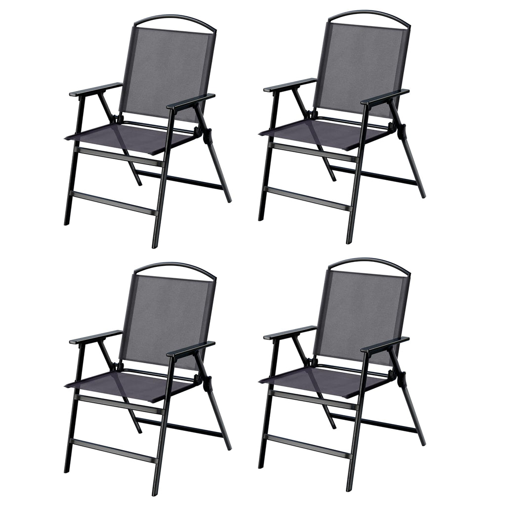 Outdoor Folding Patio Dining Chairs Set of 4 With Armrest Heavy-Duty Lightweight Protable Foldable Patio Sling Chair
