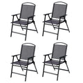 Outdoor Folding Patio Dining Chairs Set of 4 With Armrest Heavy-Duty Lightweight Protable Foldable Patio Sling Chair