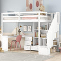 Twin Loft Bed with L Shaped Desk, Storage Drawers and Bookcase