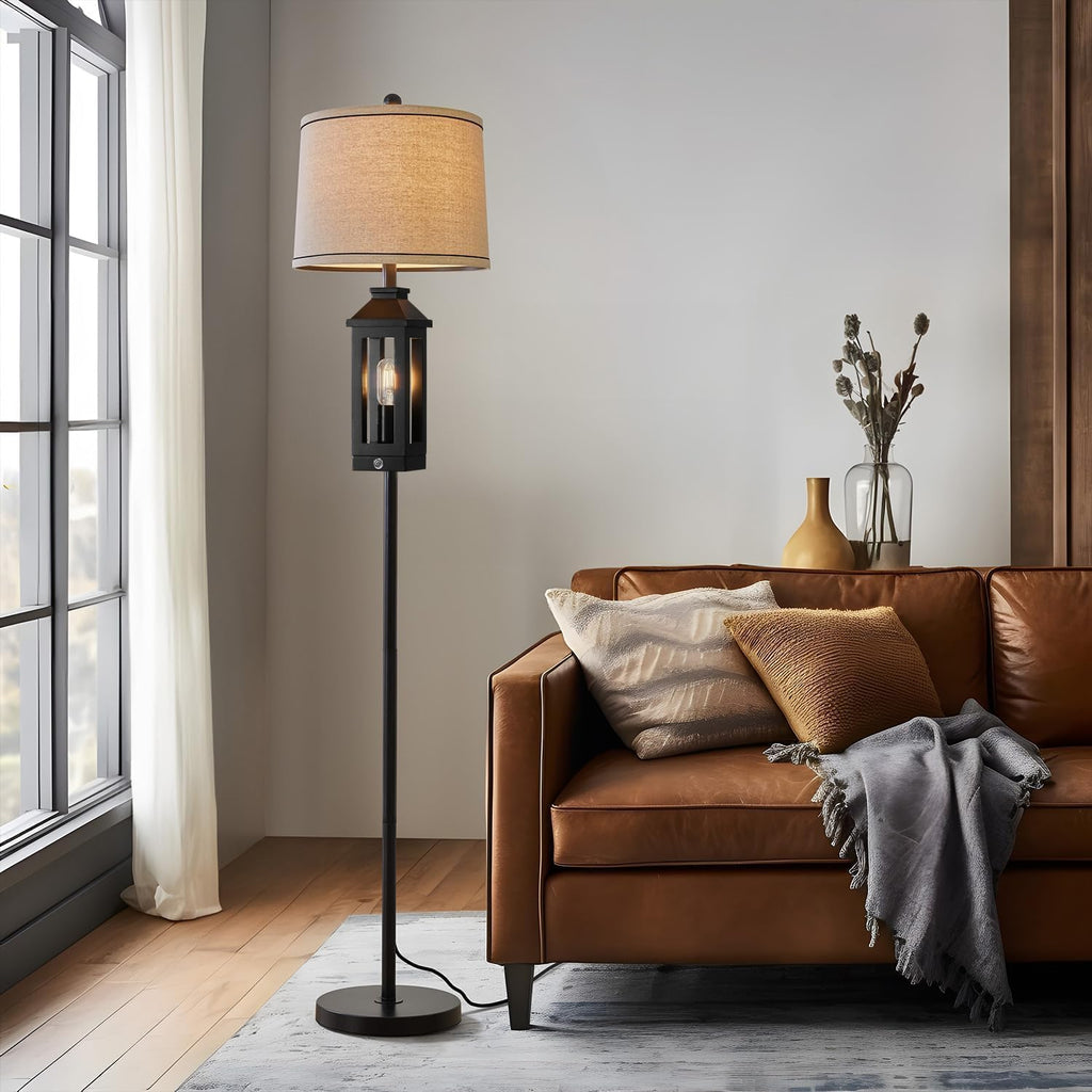 63" Floor Lamps Bedside Nightstand Lamp All Black Tall Standing Lamp Decor Bedroom Reading Lamp Farmhouse Rustic Bed