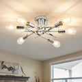 6-Lights Semi Flush Mount Ceiling Light Fixture Modern Chrome Matte Sputnik Chandelier Farmhouse Ceiling Lighting