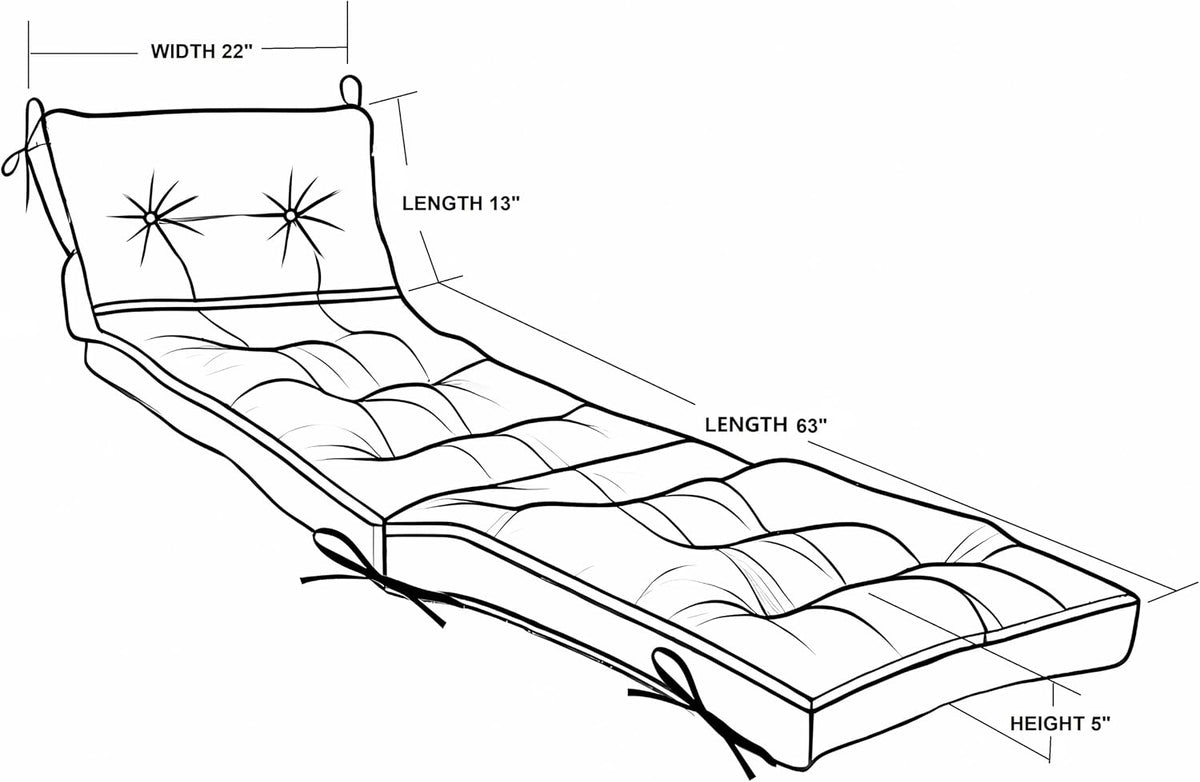 Outdoor Chaise Lounge Cushion 76x22x5 Inch, Waterproof Weather Resistant Fade Proof Replacement Pad Pool Deck Garden