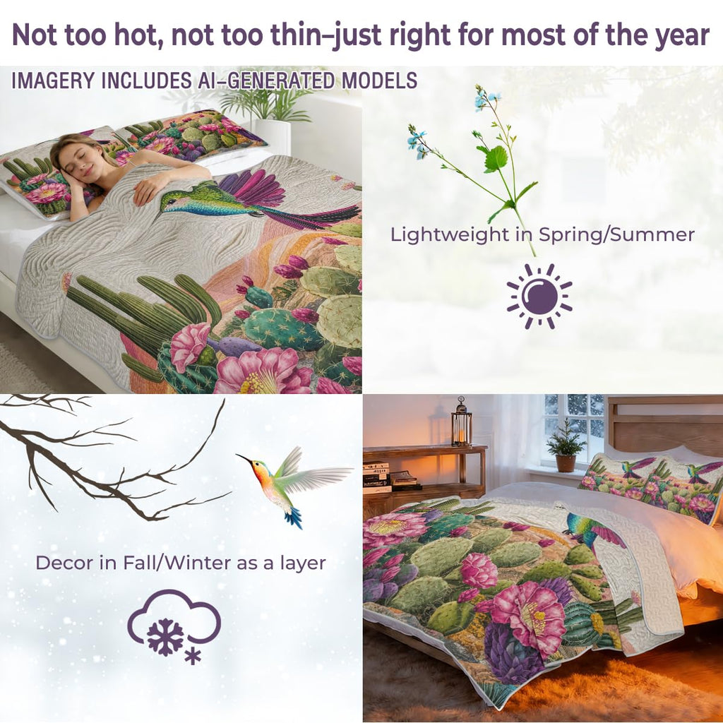 Cactus Hummingbird Quilt Set