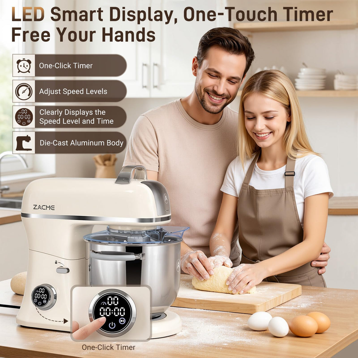 7 Quart Stand Mixer Aluminum Die Casting, 650W 12 Speed Tilt-Head Kitchen Electric Stand Mixer, Household Food Mixer