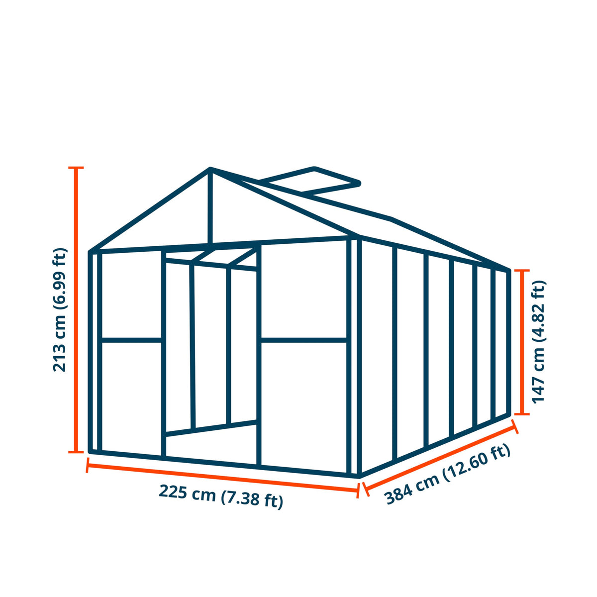Topas 6 7.4x12.6 ft Walk in Greenhouse, Clear Polycarbonate
