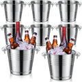 Stainless Steel Ice Bucket Champagne Bucket, Silver - Set of 8