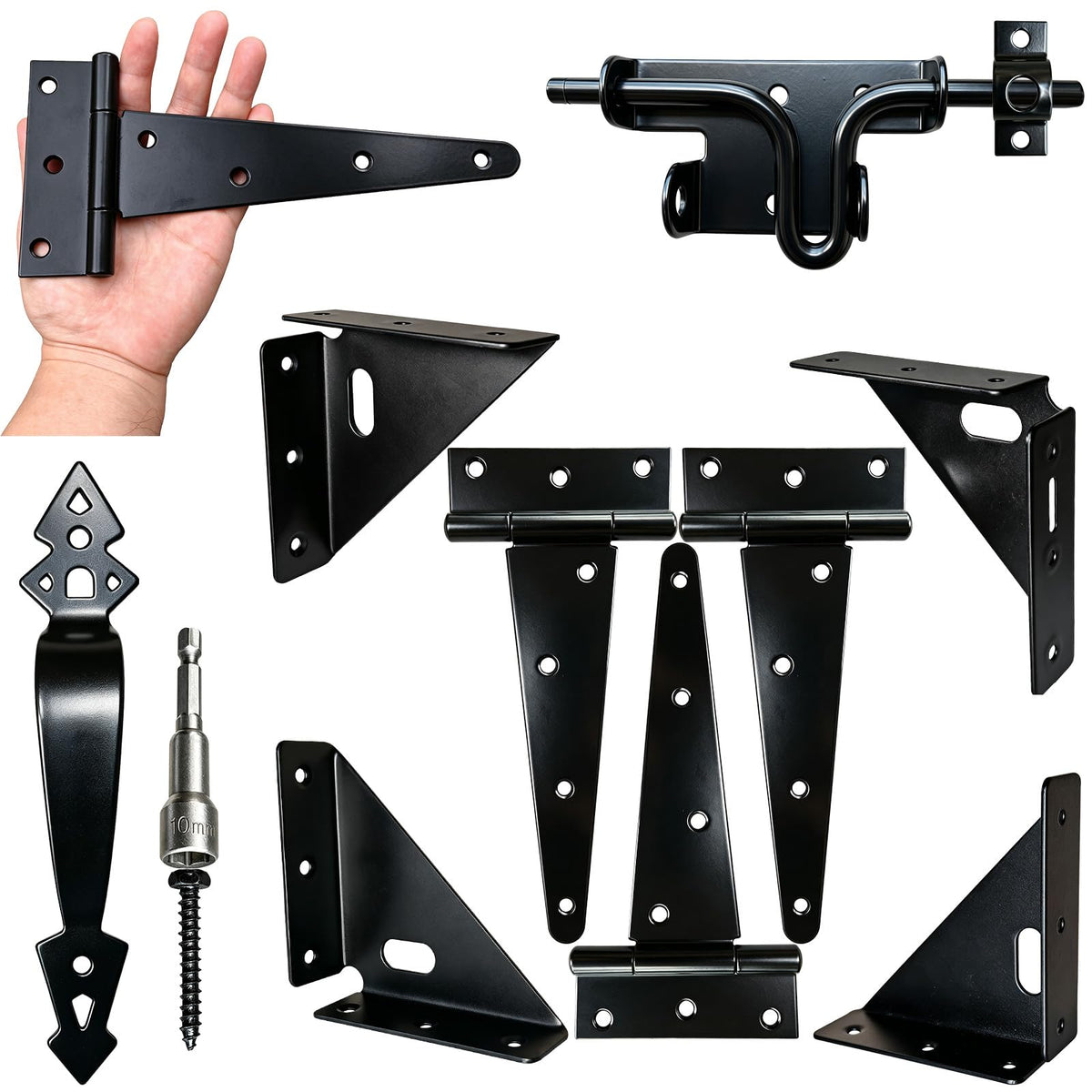 Fence Gate Kit, Easy Gate Kit, with 3 Heavy Duty Hinges