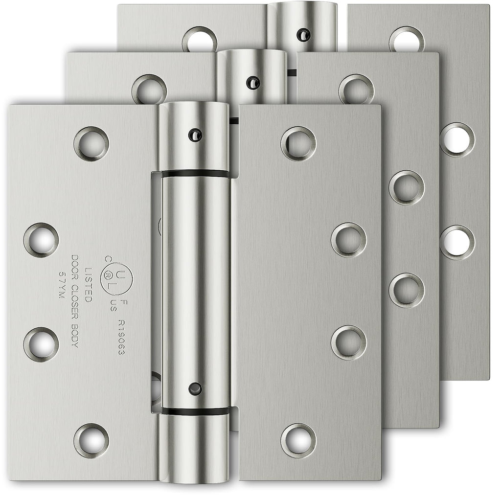 3 Pack Self Closing Door Hinges, 4.5" x 4.5" Spring Loaded Hinges