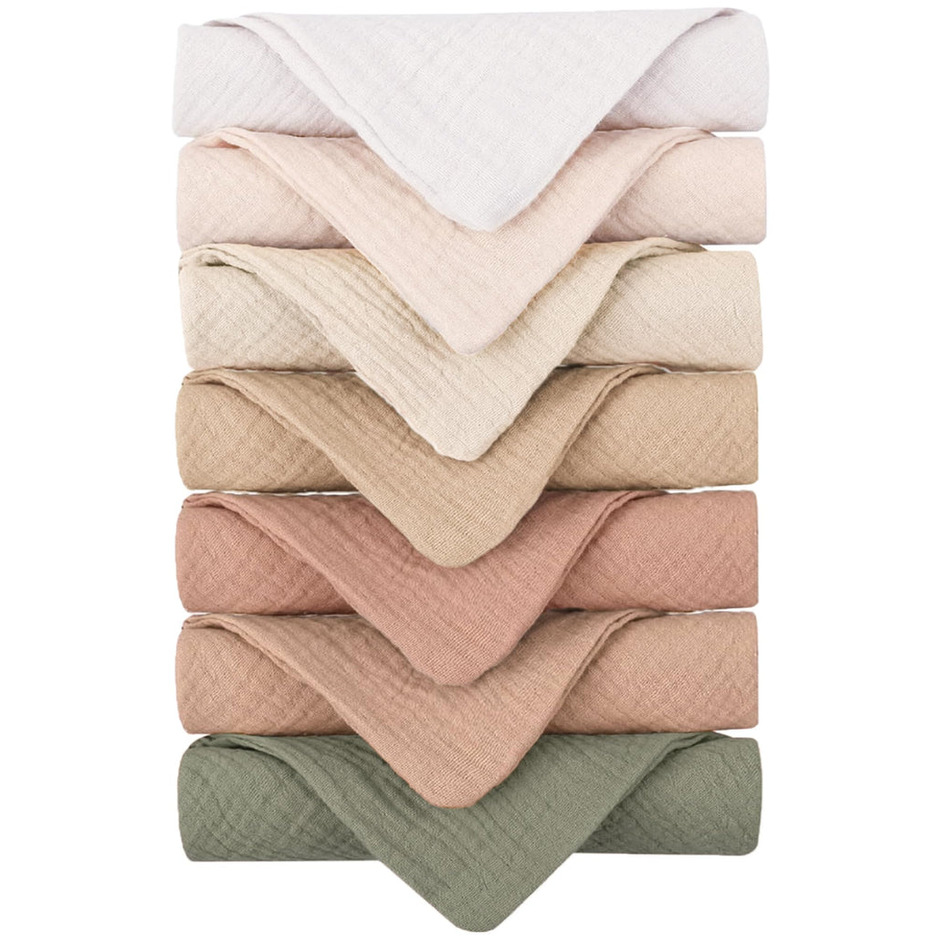 7 Pack Muslin Baby Washcloths, Burp Cloths & Wash Cloths for Babies