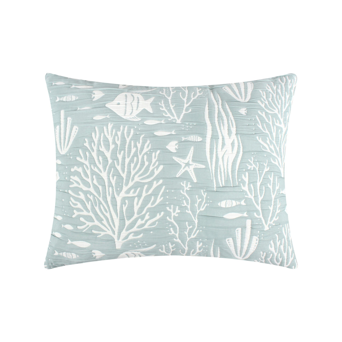 Home Coastal Paradise Woven Jacquard Matelasse Pillow Sham, Standard, Marina Seafoam