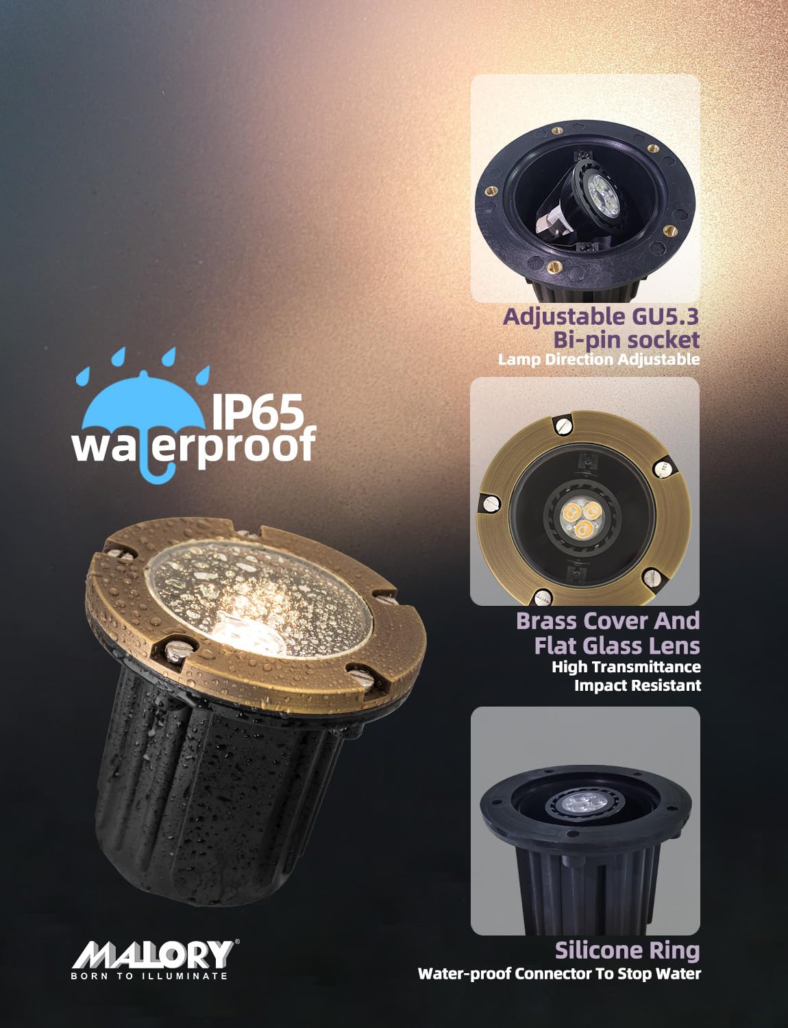 Low Voltage Landscape Well Lights, (φ126 mm) Brass Top Cover