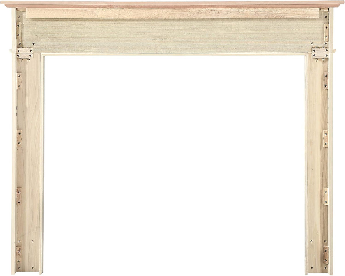 Easy Slim Profiled Transitional Styled Wood Mantel Surround, 50" W 42" H, Unfinished