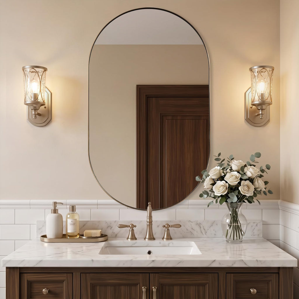 Contemporary 24x40 Champagne Bronze Oval Mirrors