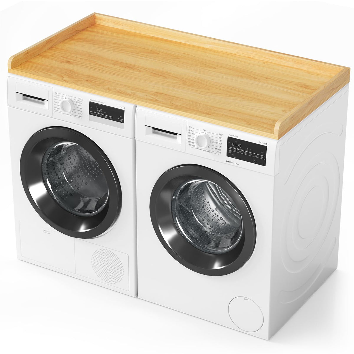 Washer Dryer Countertop, Laundry Wood Shelf Topper with Edge, 54" Width x 27.5" Depth Cover Guard Organizer for