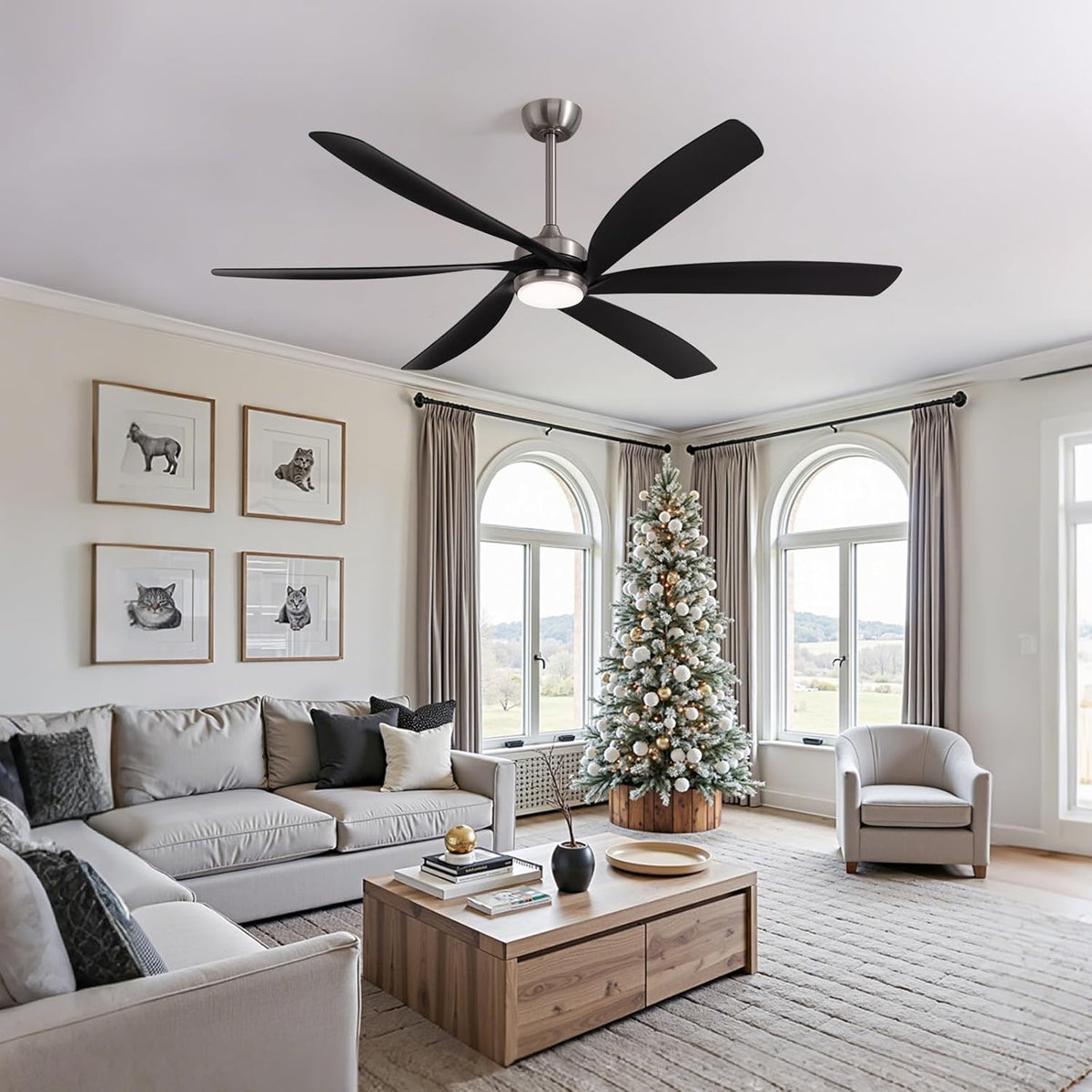 64 Inch Ceiling Fans with Lights,Indoor and Outdoor Modern Ceiling Fans with Lights and Remote