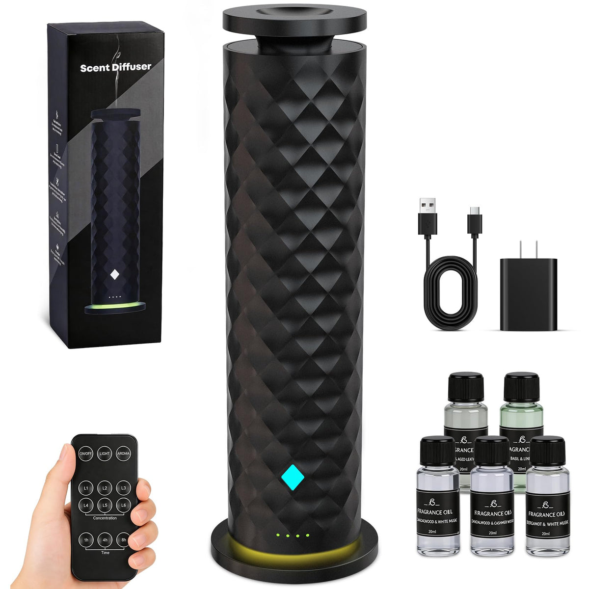 Waterless Cold Air Scent Diffuser Starter Kit with 5 Oils
