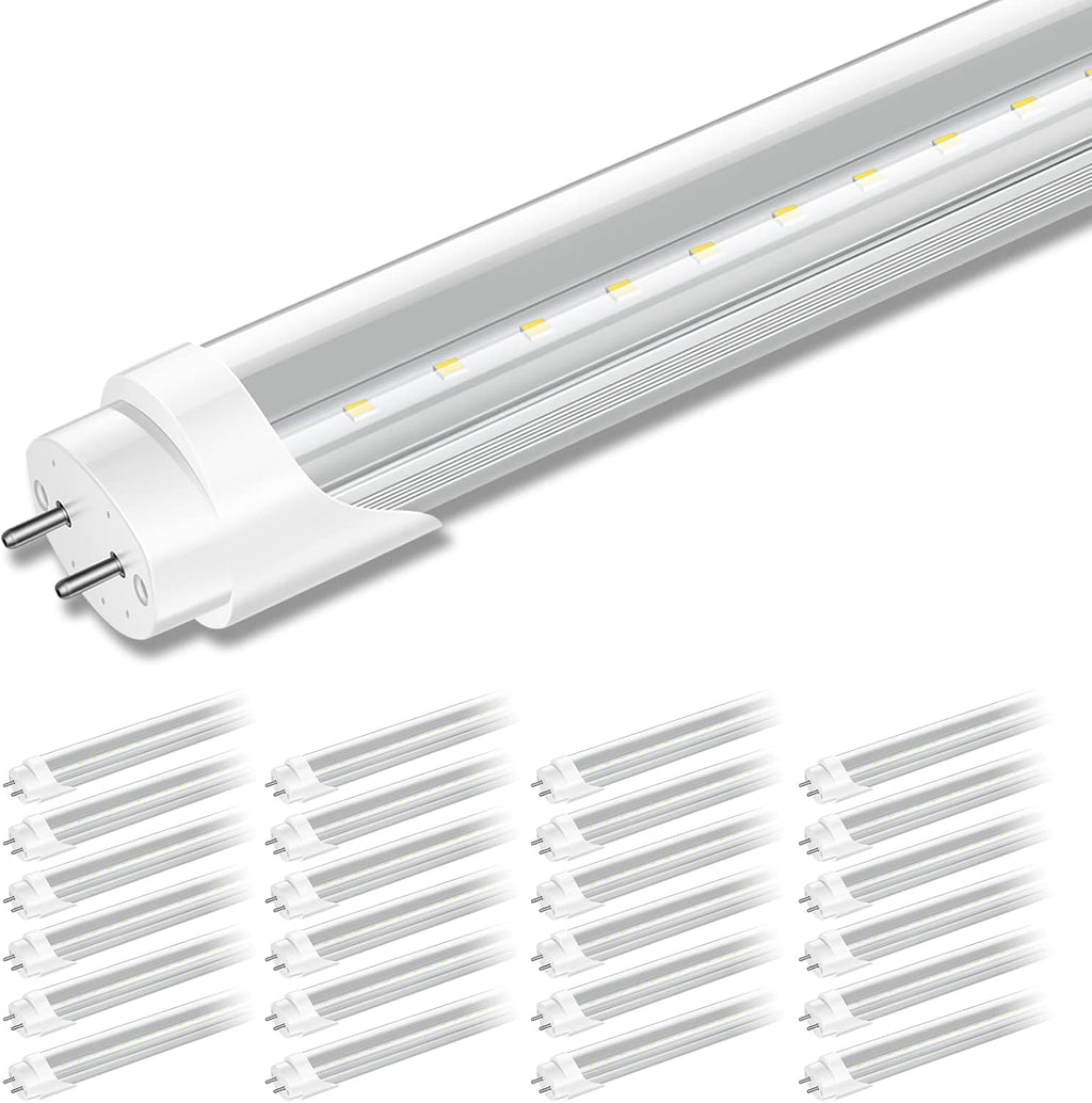 24 Pack T8 LED Tube Lights 4FT, Type A+B, 18W 2400LM, 6000K