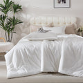White Comforter Set Full Size, Cotton Fabric with Microfiber Inner Filling 3 Pieces Linen Like Bedding Set, Soft Boho