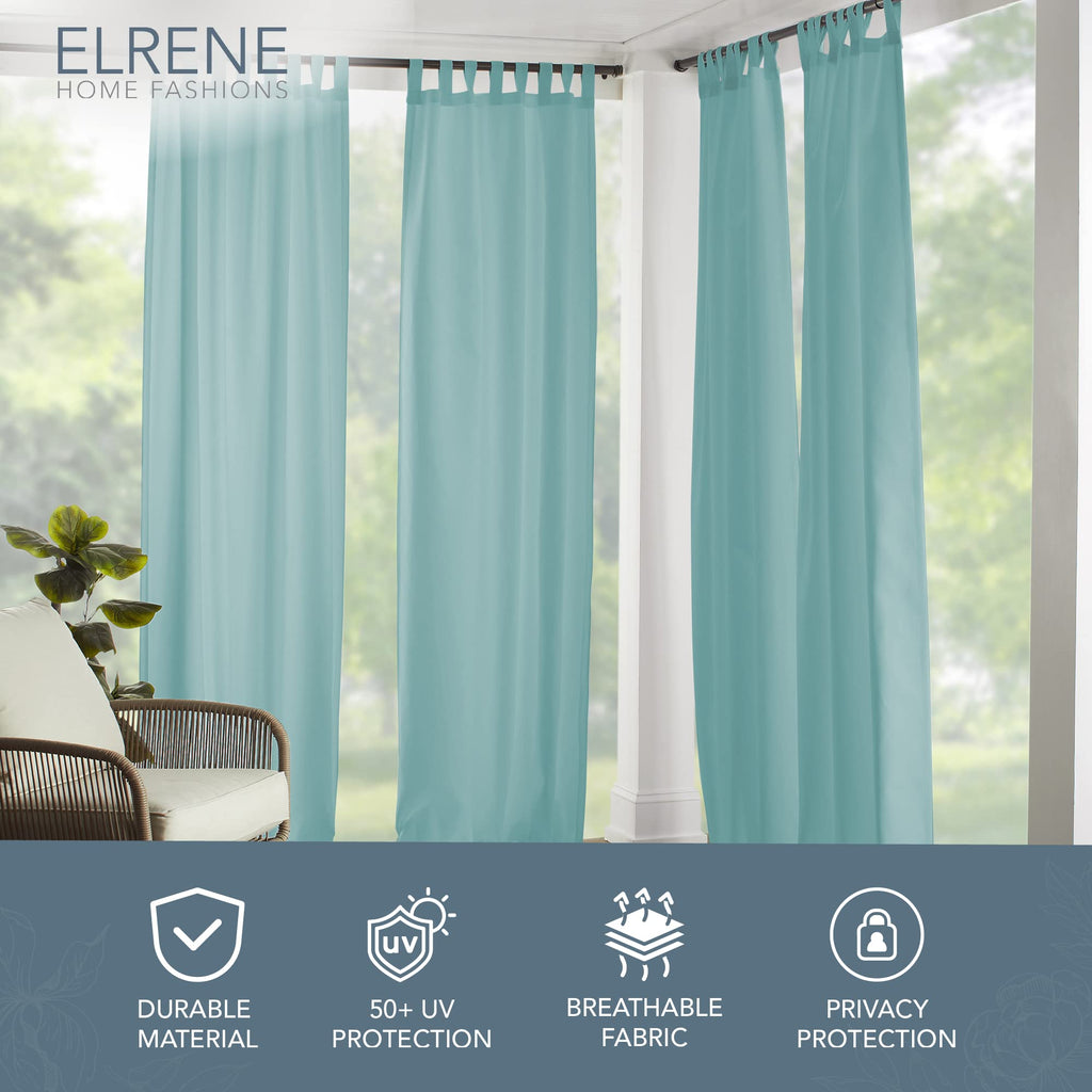 Matine Solid Tab Top Indoor/Outdoor Window Curtain, Mineral - 52" W x 108" L