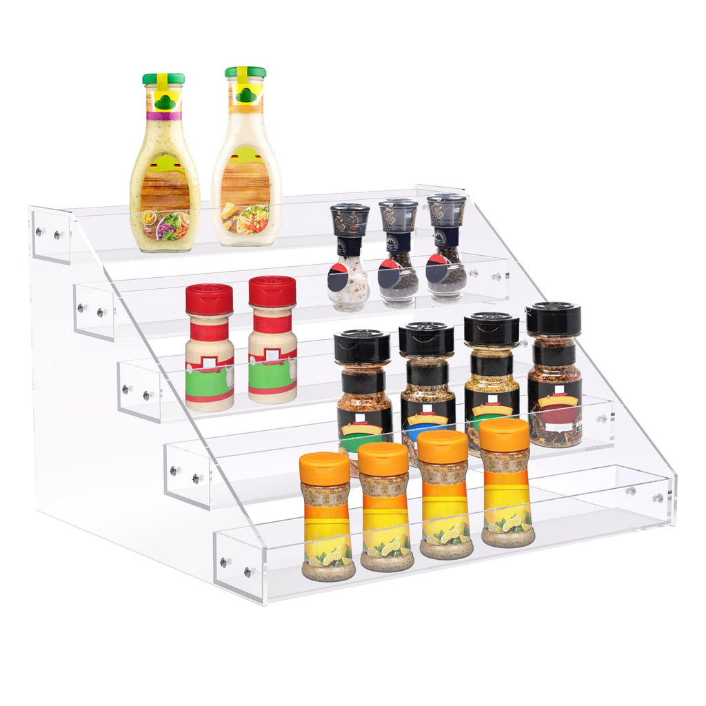 Clear Acrylic Spice Rack for Countertops- 5 Tier