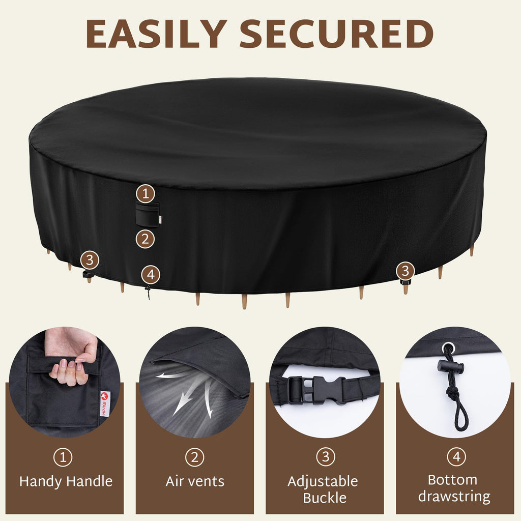 Large Outdoor Round Table Cover 120 x 34 inch 10 ft Patio Furniture