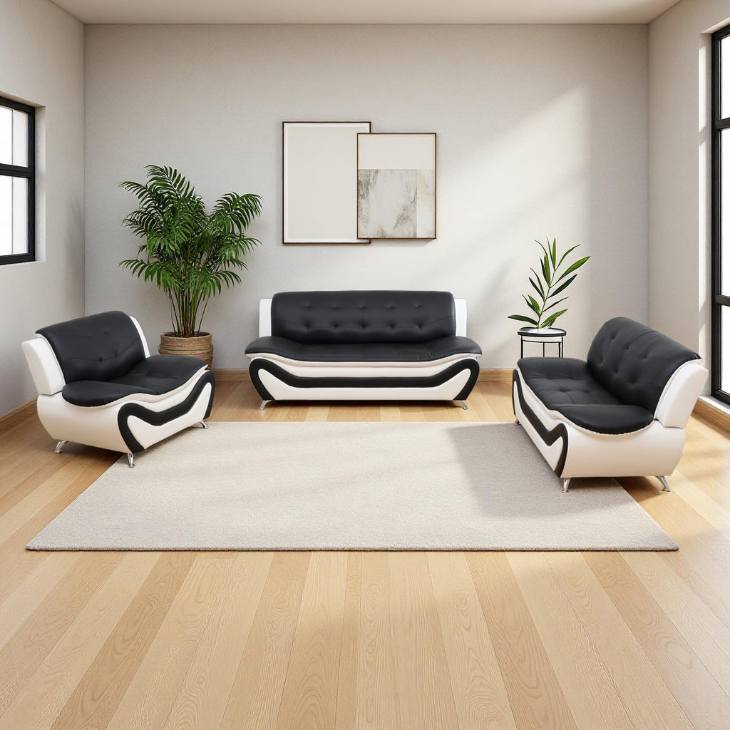 Leather Sectional Sofa Couches, Living Room Furniture Sets, 3 Pieces Modern Sofa Couch Set /Apartment/Office/Bedroom