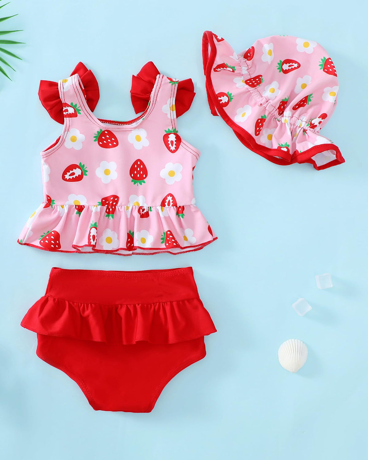 Toddler Girl Bathing Suit Infant Baby Girl Swimsuit 2 Piece Red Strawberry Baby Girl's Bikini Summer