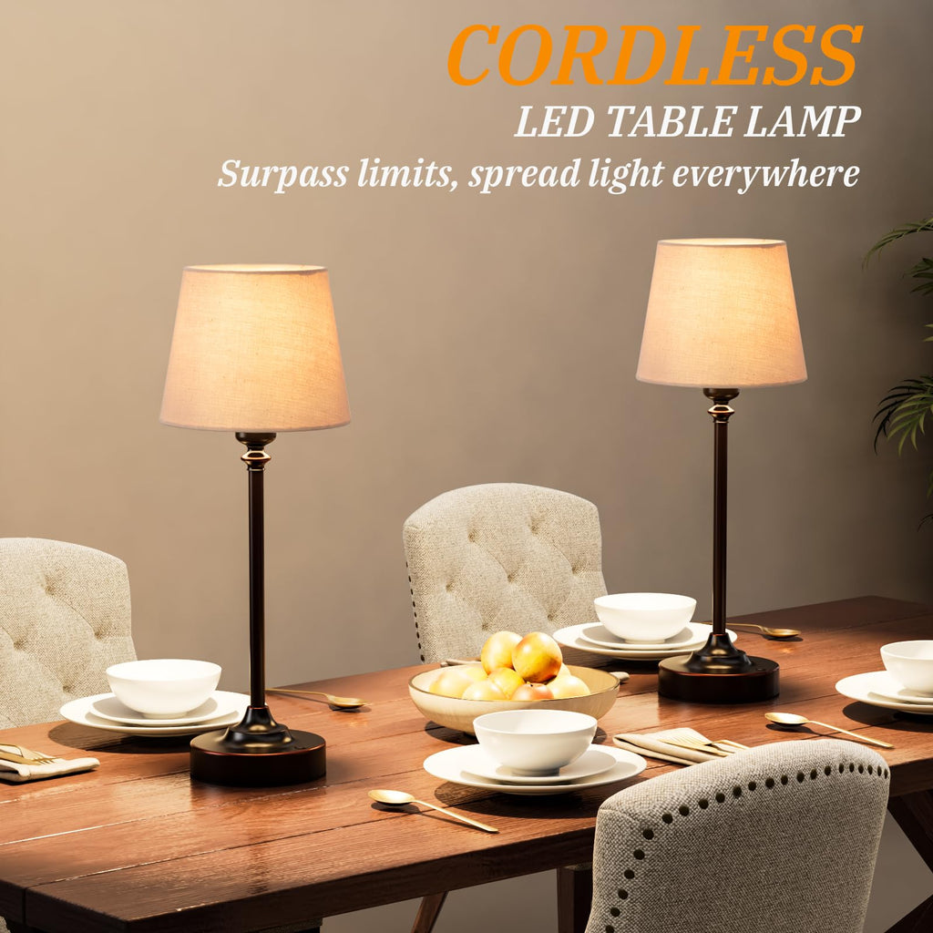 Cordless Table Lamp Rechargeable Bronze - 1 Pack Brass 4000mAH Battery Operated Lamp for Decor, 3000K Stepless