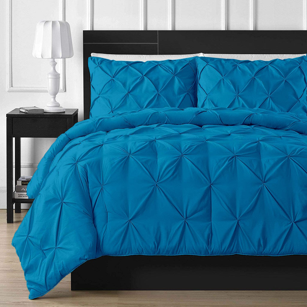 Premium Quality Alaskan King 120x132 Turquish Pinch Pleated Duvet Cover Set Zipper Closure & Corner Ties Easy