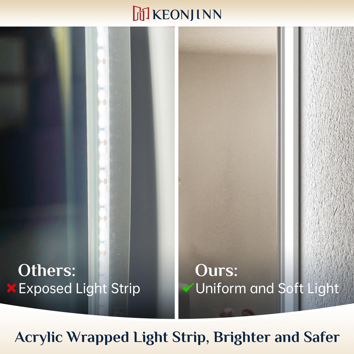 28" x 36" Backlit Mirror Bathroom, Tempered Glass