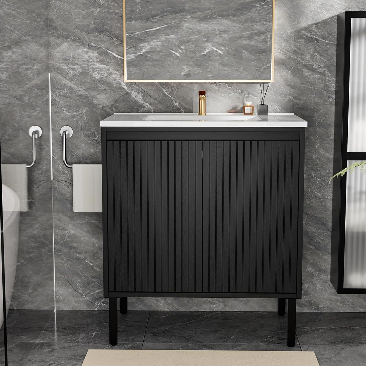 30" Freestanding Bathroom Vanity with Ceramic Sink