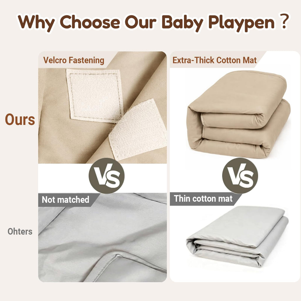 Foldable Baby Playpen with Mat, Foldable Baby Fence Play Yards for Babies and Toddlers, Play Pen with Breathable Mesh