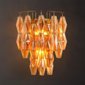 Brass Wall Sconce, Modern Gold Sconce Wall Lighting, Amber Glass Sconces for Bathroom, Luxury Wall Lights for Living Room, Wall Lamp for Bedroom, Vanity Light for Hallway, Staircase