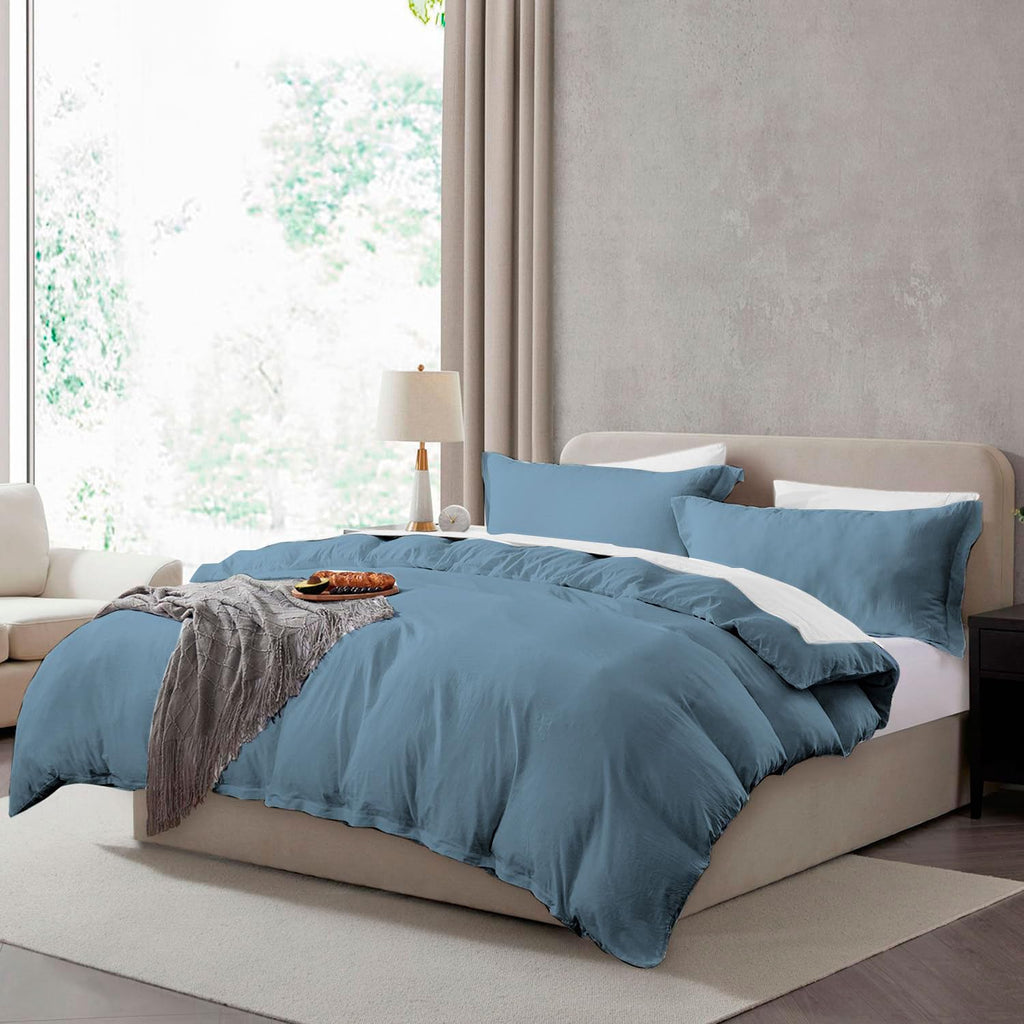 Prewashed Duvet Cover Set, Stone Blue