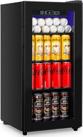 Beverage Refrigerator 180 Can, Black Beer Fridge with Glass Door, 3.2 Cu Ft Mini Fridge for Drinks