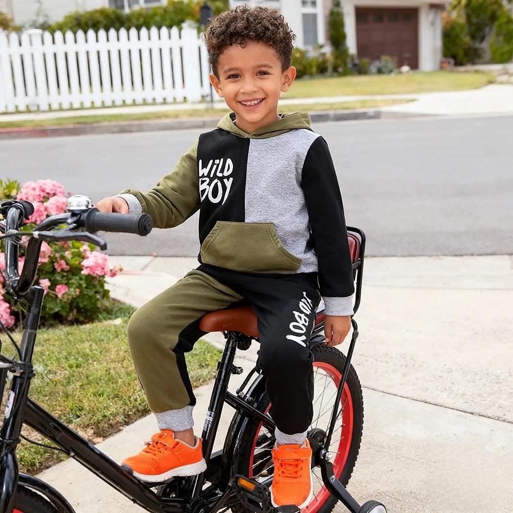 Toddler Baby Boy Clothes Fall Hoodies Color Block Sweatshirt Pants 2pcs 5 T Winter Outfits Set