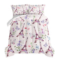French Bedding Eiffel Tower Comforter with 2 Pillowcases, Romantic Paris Themed Bedroom Decor Princess Comforter Set